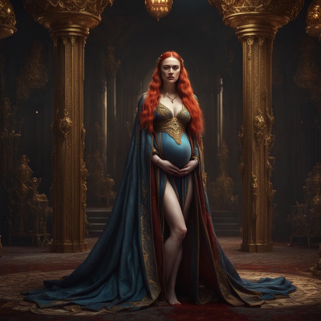 Fantasy Portrait of a Pregnant Woman in Detailed Matte Paint...