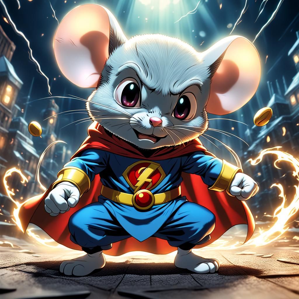 Anime Villains Clash with Mighty Mouse in Hyperrealism