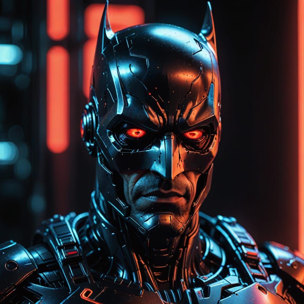 Batman as terminator t1000 portrait photo