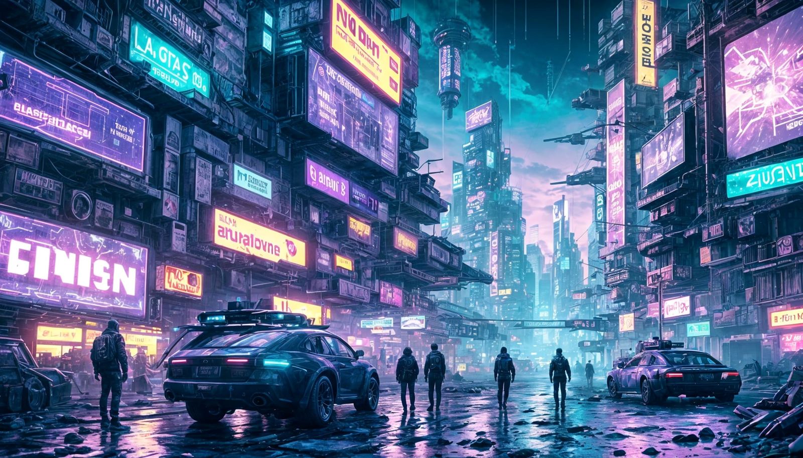 Cyberpunk Ashcan Landscape in Dystopian Style