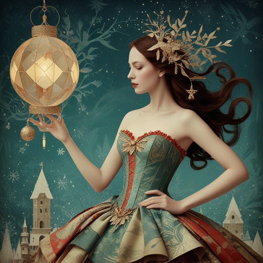 Christmas Woman in Whimsical Fairy Tale Chic