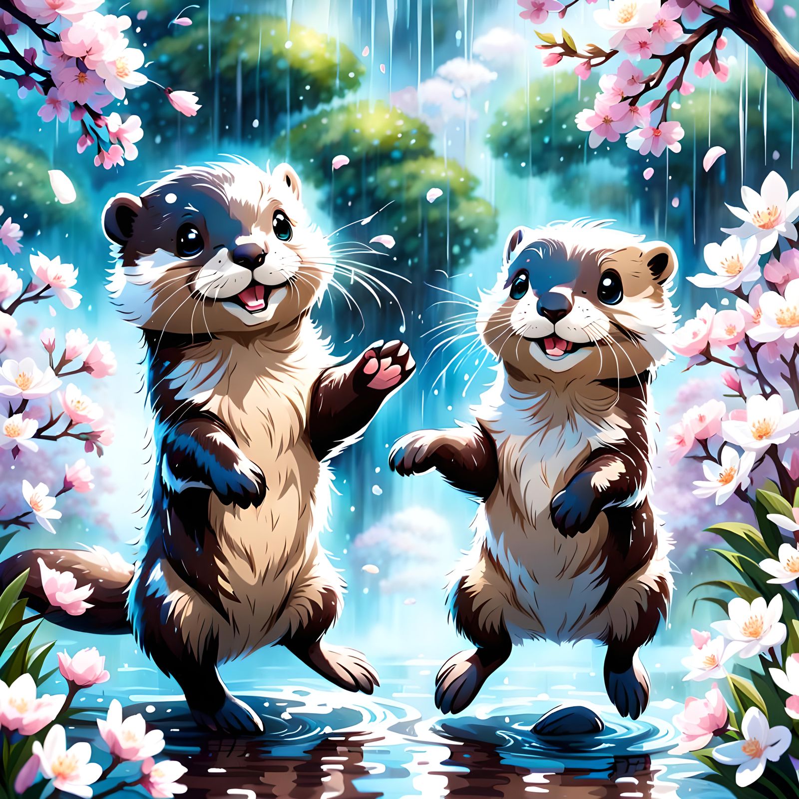 rainy day 🌧️🦦🌸 puddles