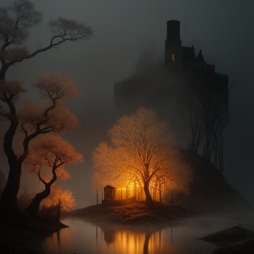 Eerie Devil's Mill in Surreal Moonlit Landscape