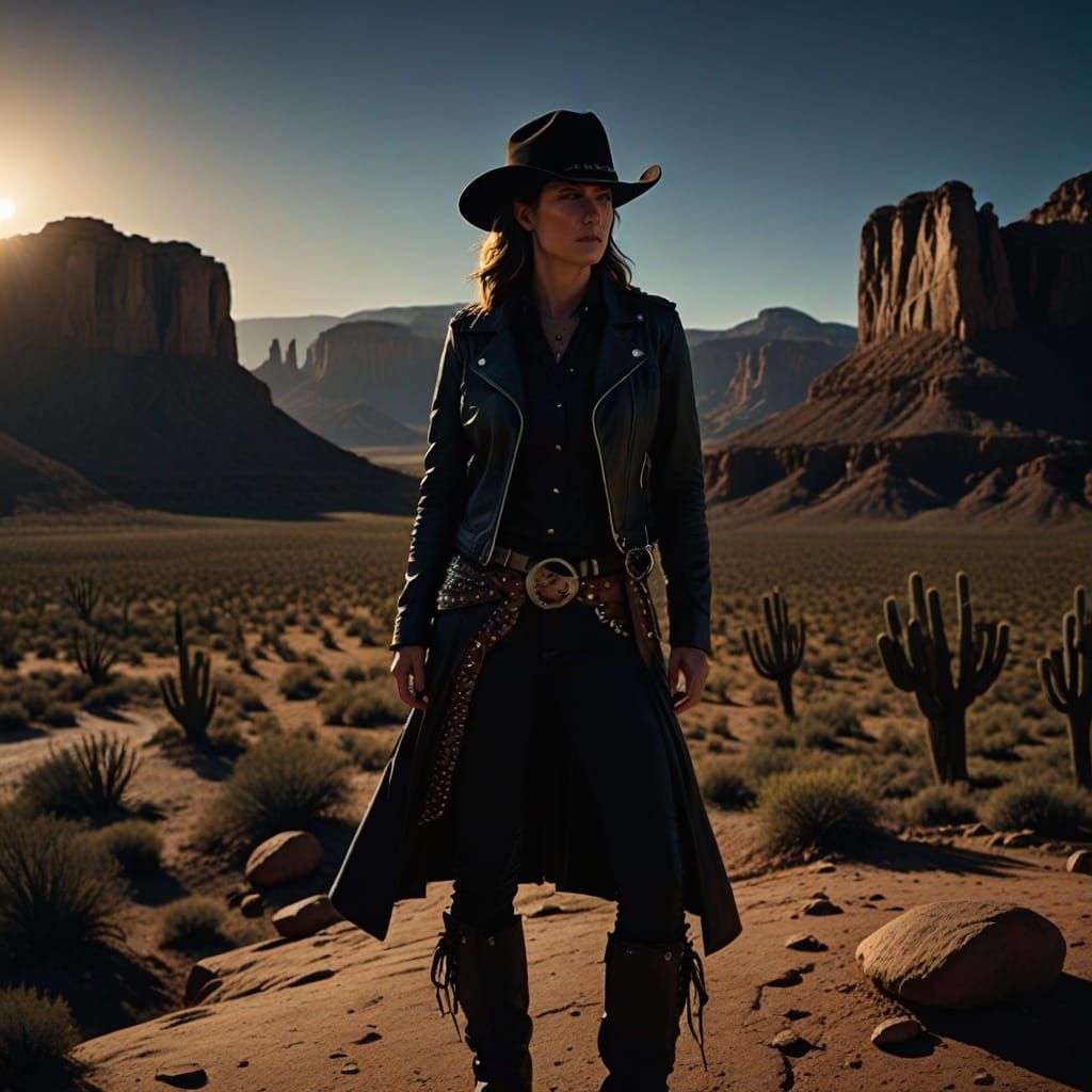 Jenna Davis in Bold Cowgirl Outfit, Western Film Still