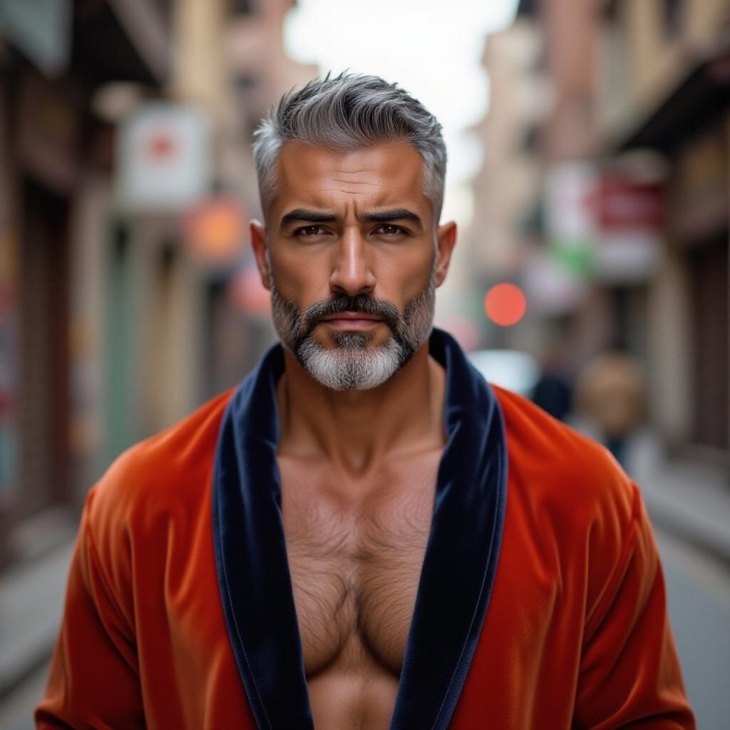 Impressionist Portrait of a Brooding Hunk in City Street