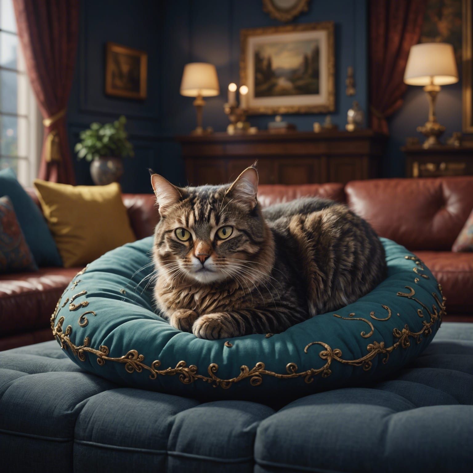 Relaxed Cat on Couch: Matte Painting in Unreal Engine