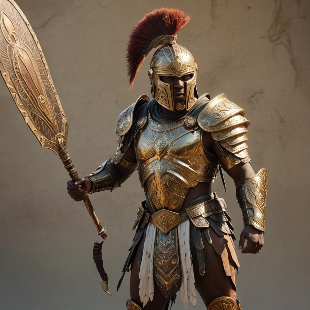 Futuristic African Warrior in Hybrid Armor