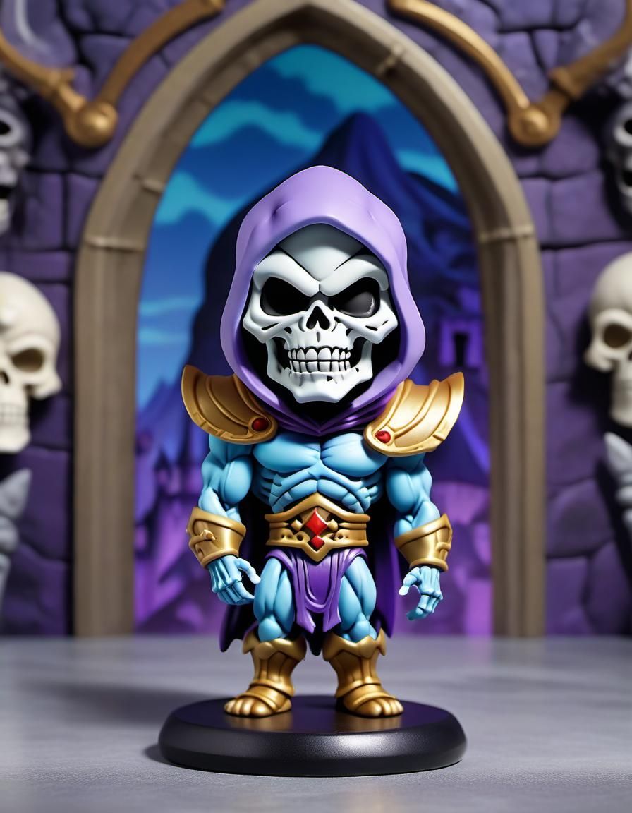 Adorable Skeletor Bobblehead Figurine in Anime Style