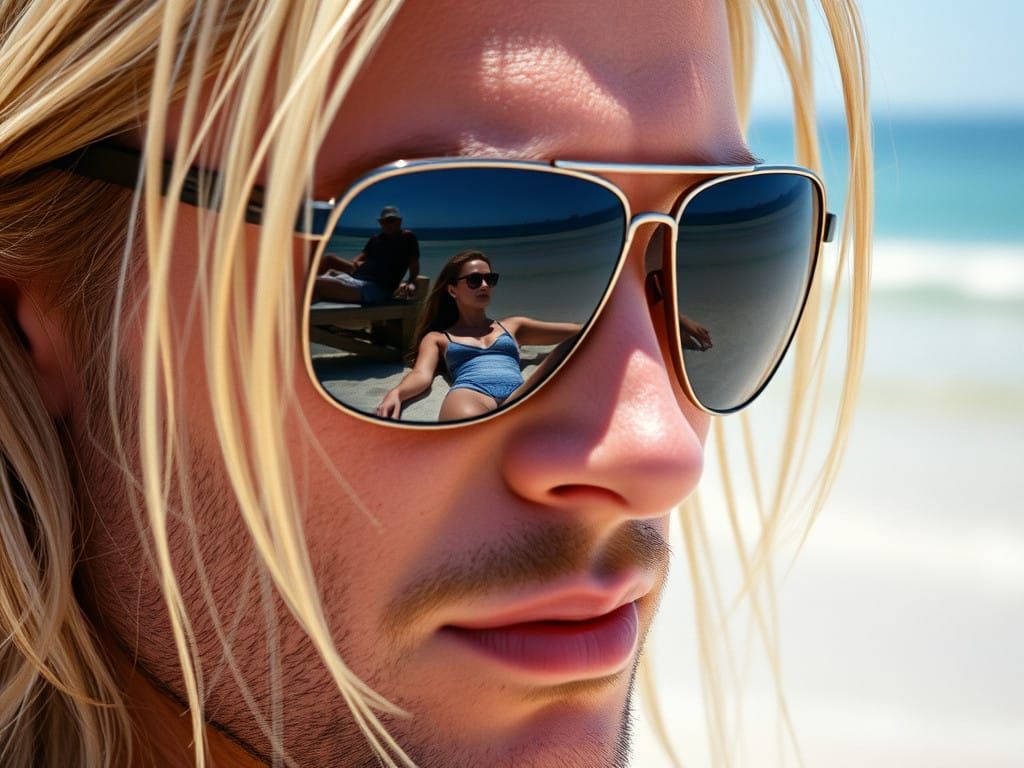 Man in Reflections, Beachside Portraiture