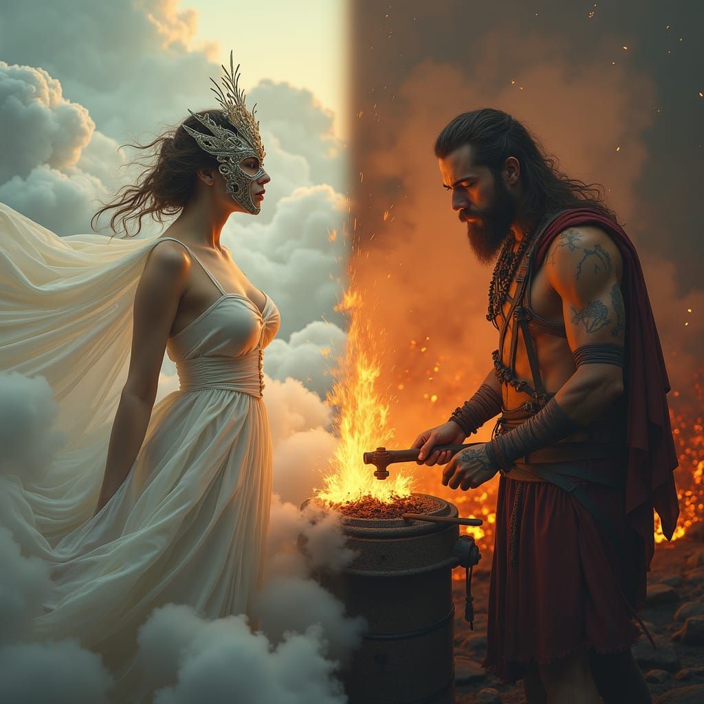 Venus and Mars in Surrealist Digital Art