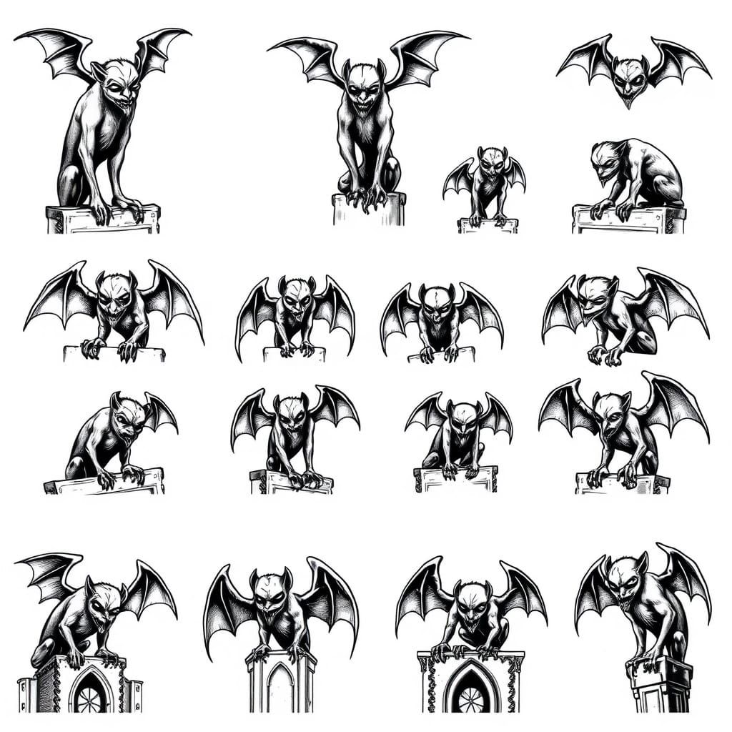 Gargoyle Tattoo Designs in Gothic Horror Comic Style