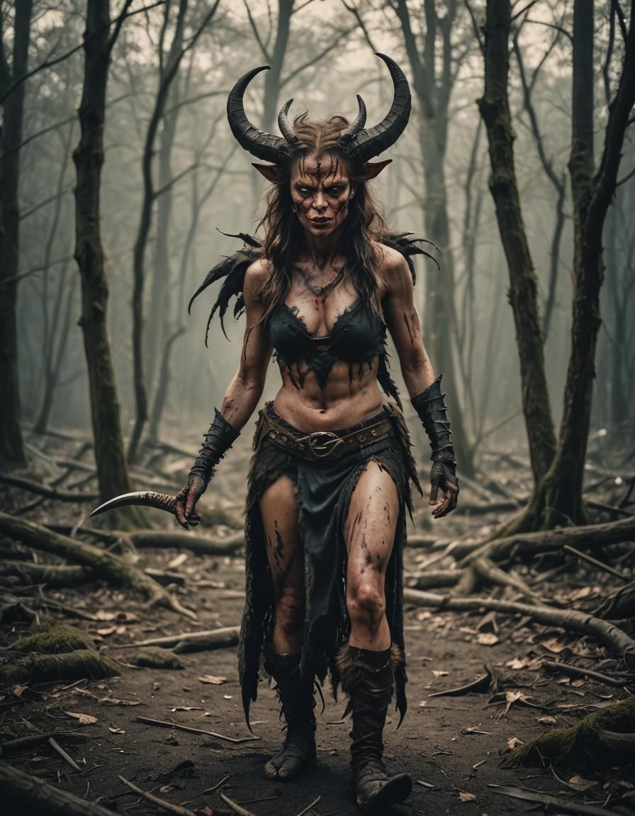 Feral Demon Woman: A Cinematic Portrait