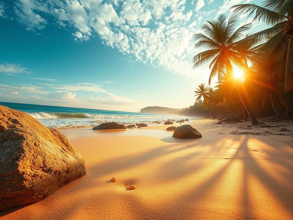 Enchanting Ancient Beach Paradise in Ultra-Realistic Style