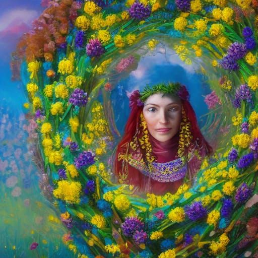 Radiant Ukrainian Beauty with Golden Rapeseed Oil and Flower...