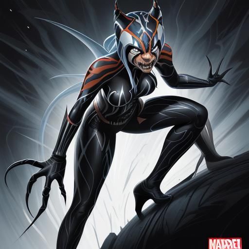 Ahsoka Tano Venom Symbiote Fusion in Comic Art
