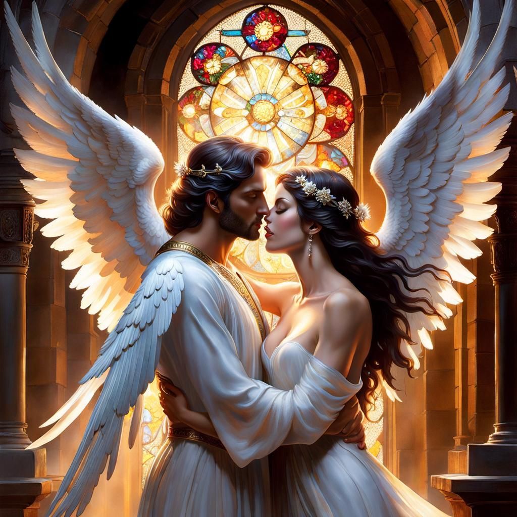 Angelic and Demonic Lovers Embrace