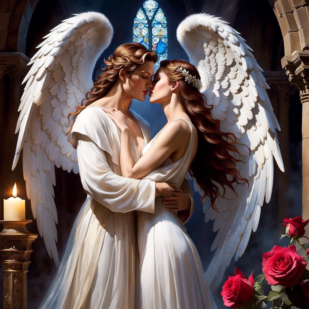 Angelic and Demonic Beings in Passionate Embrace