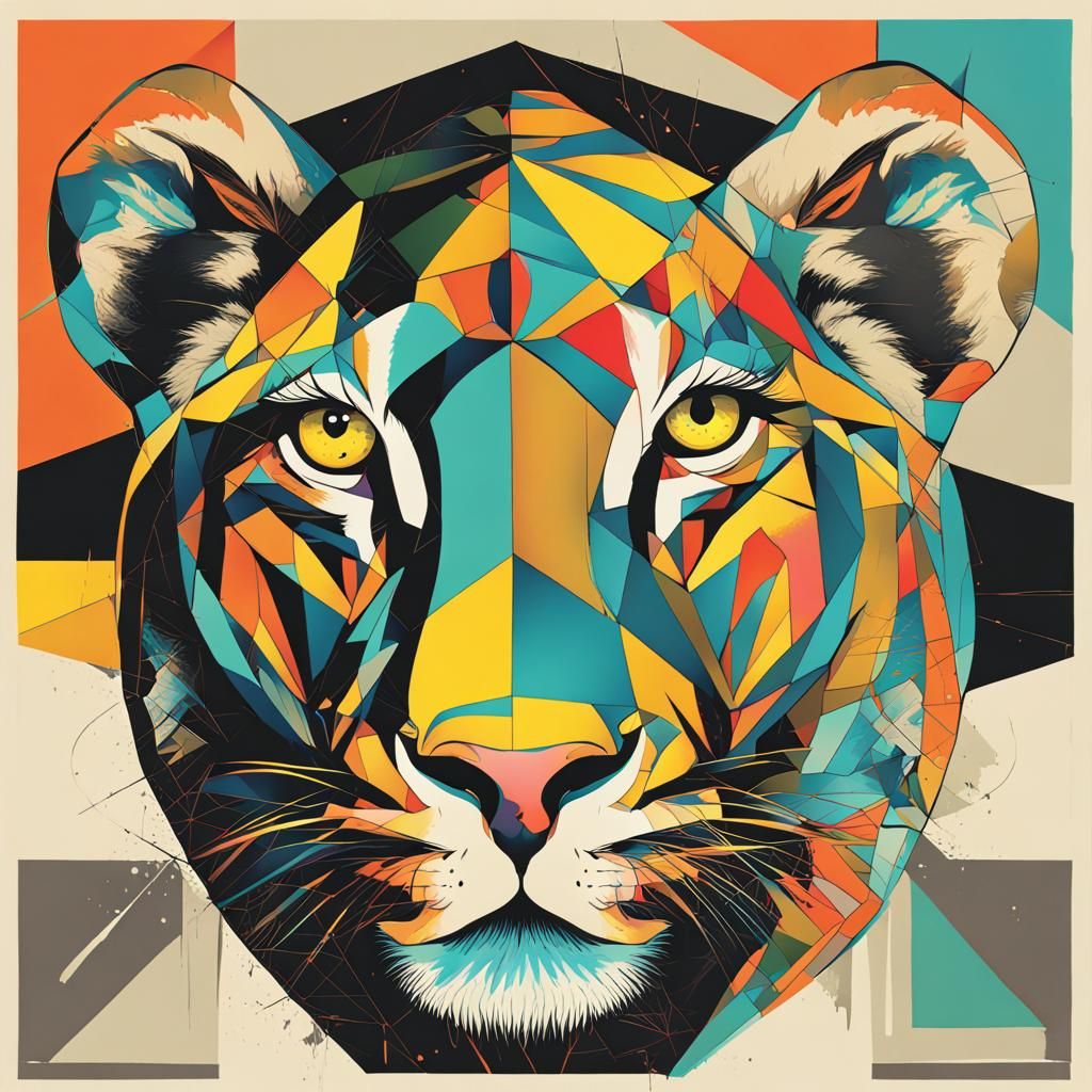 Wildlife Pop Art in Geometric Bauhaus Style
