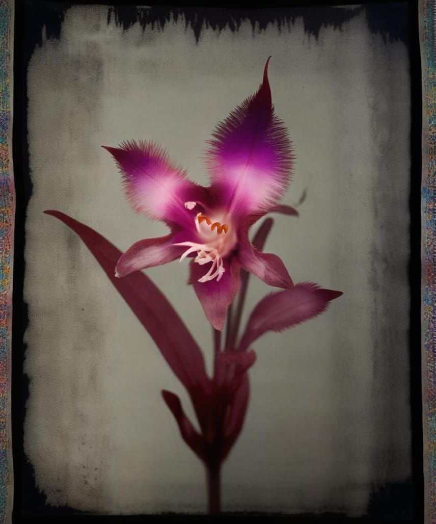 Anthropomorphic Bletilla Striata with Rainbow Faux Fur