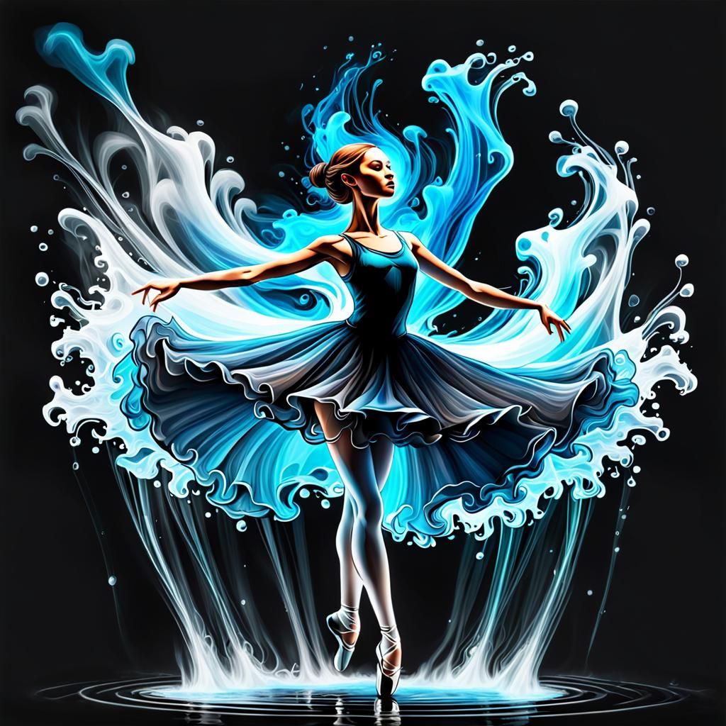 Abstract Water Ballerina in Gothic Style
