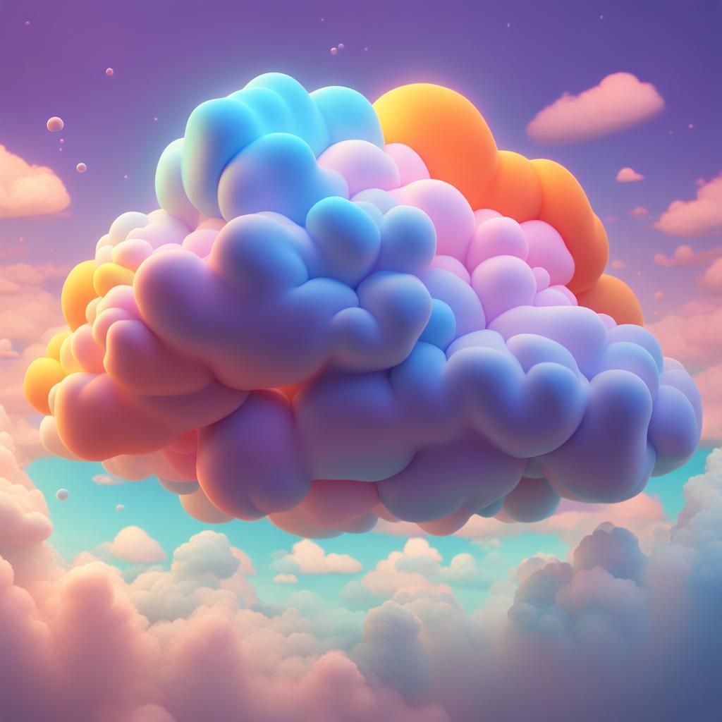 Dream Cloud in Pixar Style 3D Rendering
