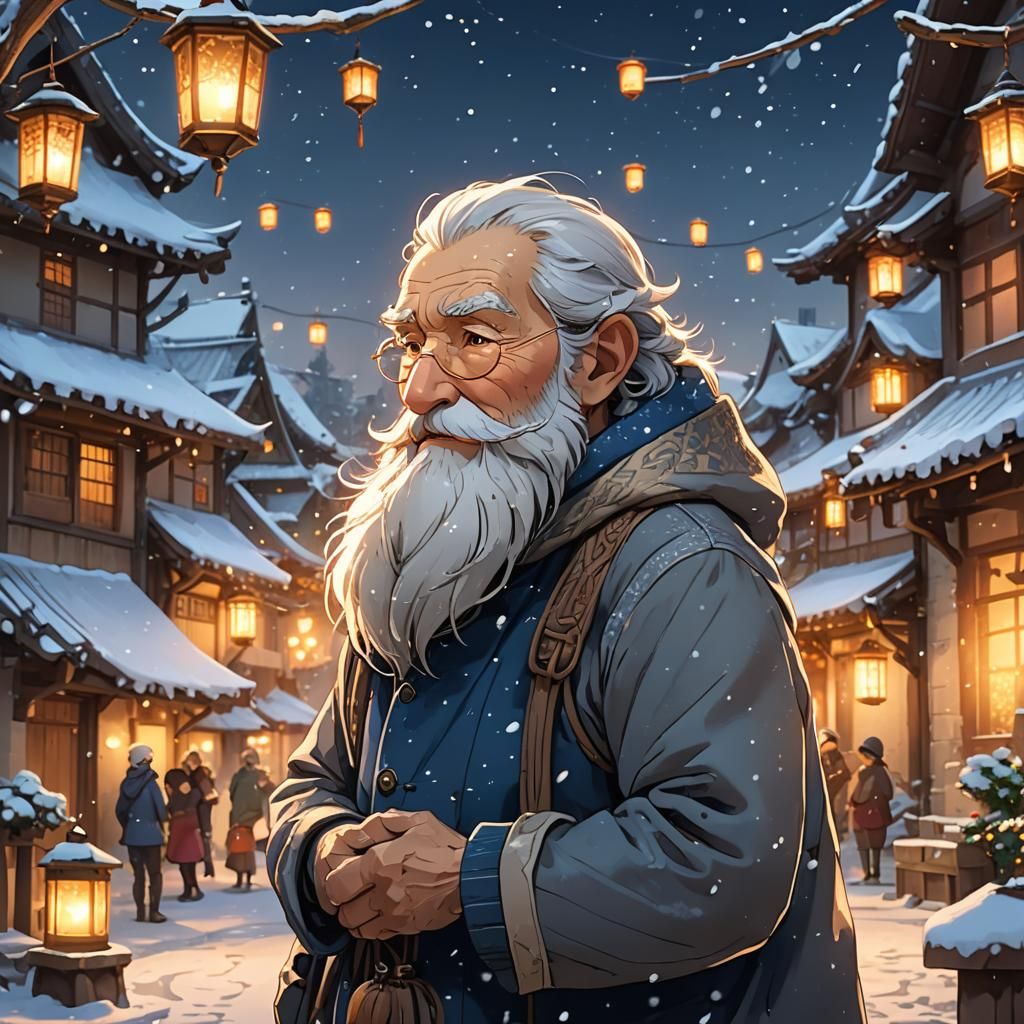 Dragon's Embrace: Anime Winter Village Scene