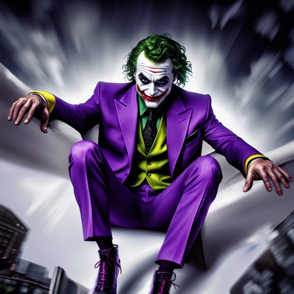 Hyperrealistic Joker in Purple Suit, High Definition