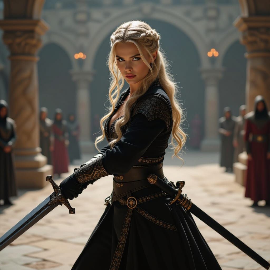 Cinematic Warrior Strikes Down Father in Epic Scene