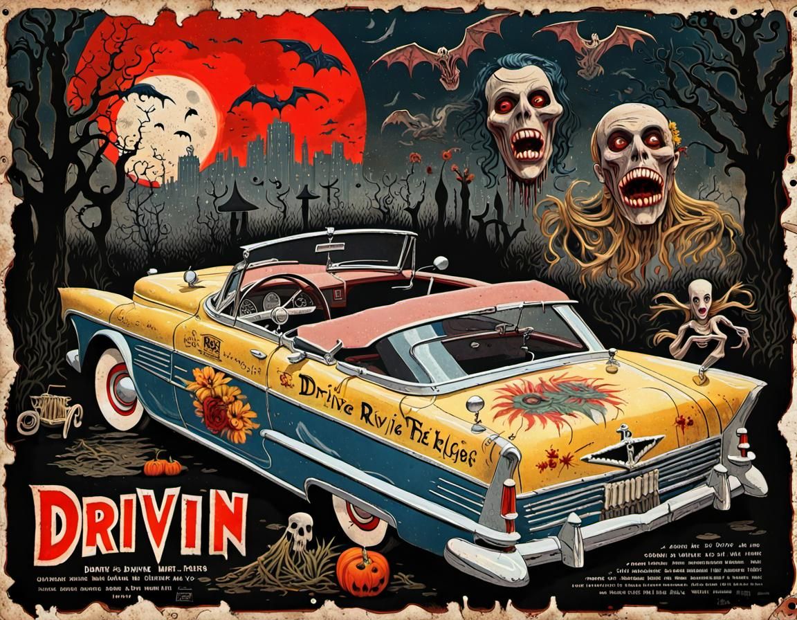 Vintage 1930s Drive-In Movie Poster Art