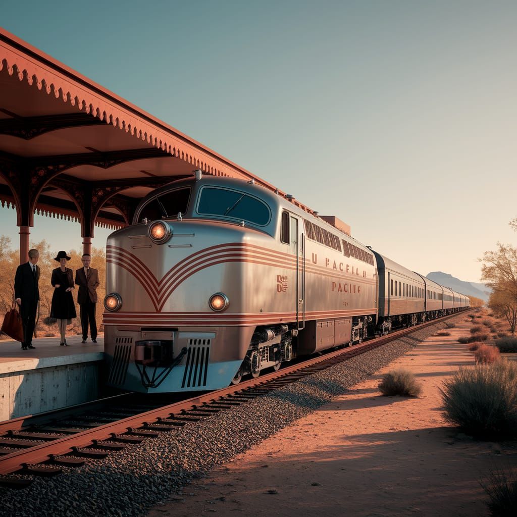 Vintage Train Arrival in Phoenix, Arizona, 1965