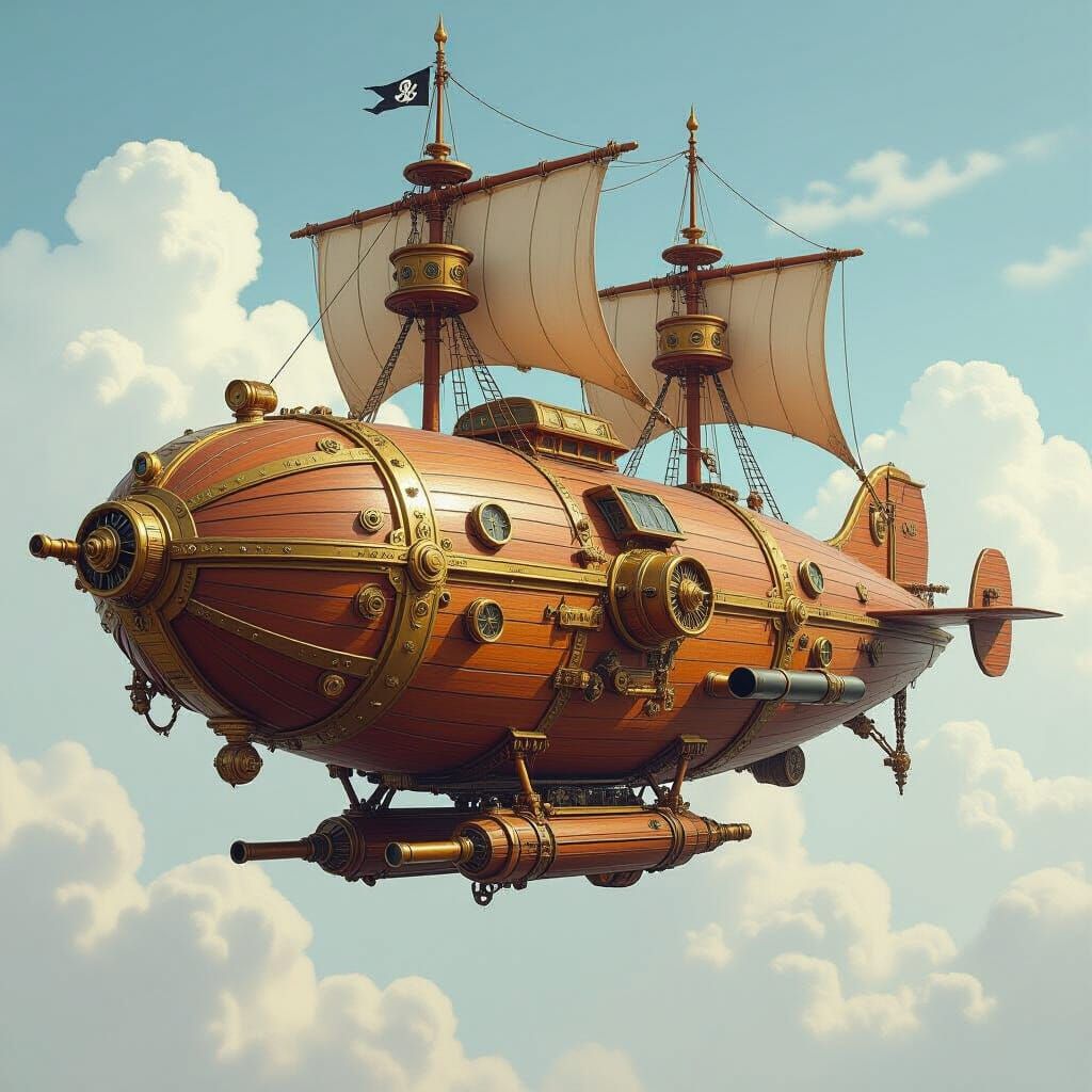 Steampunk Zeppelin with Intricate Hull and Cannons