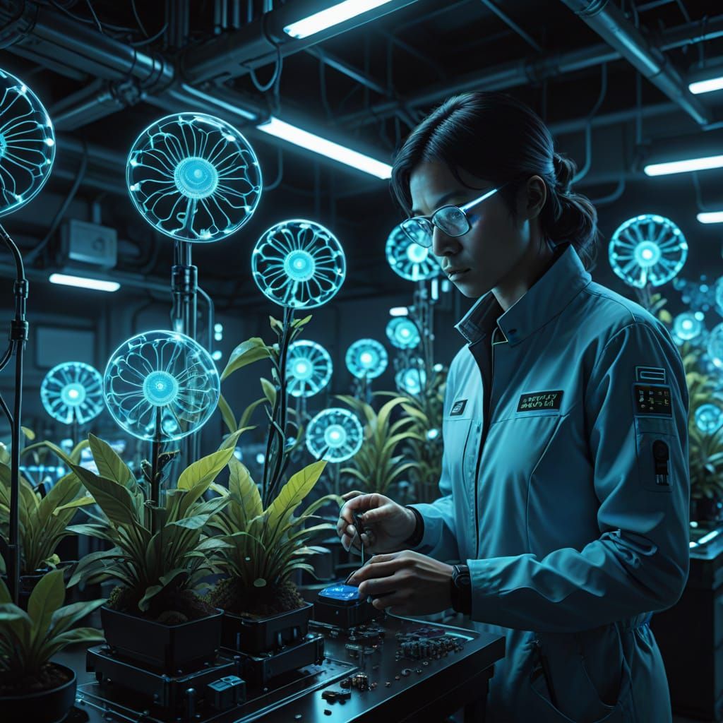 Solarpunk Bioengineer Discovers Glowing Plant in Futuristic ...