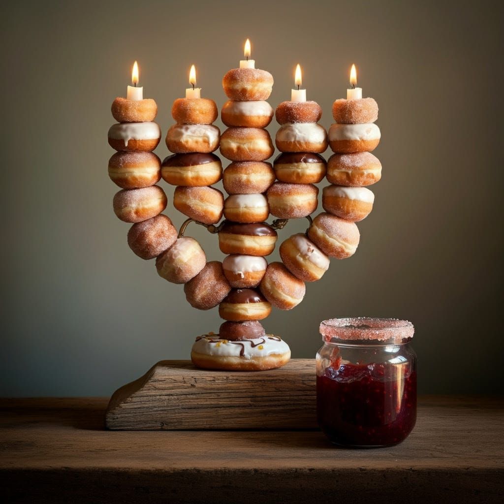 Gourmet Menorah in Whimsical Still Life