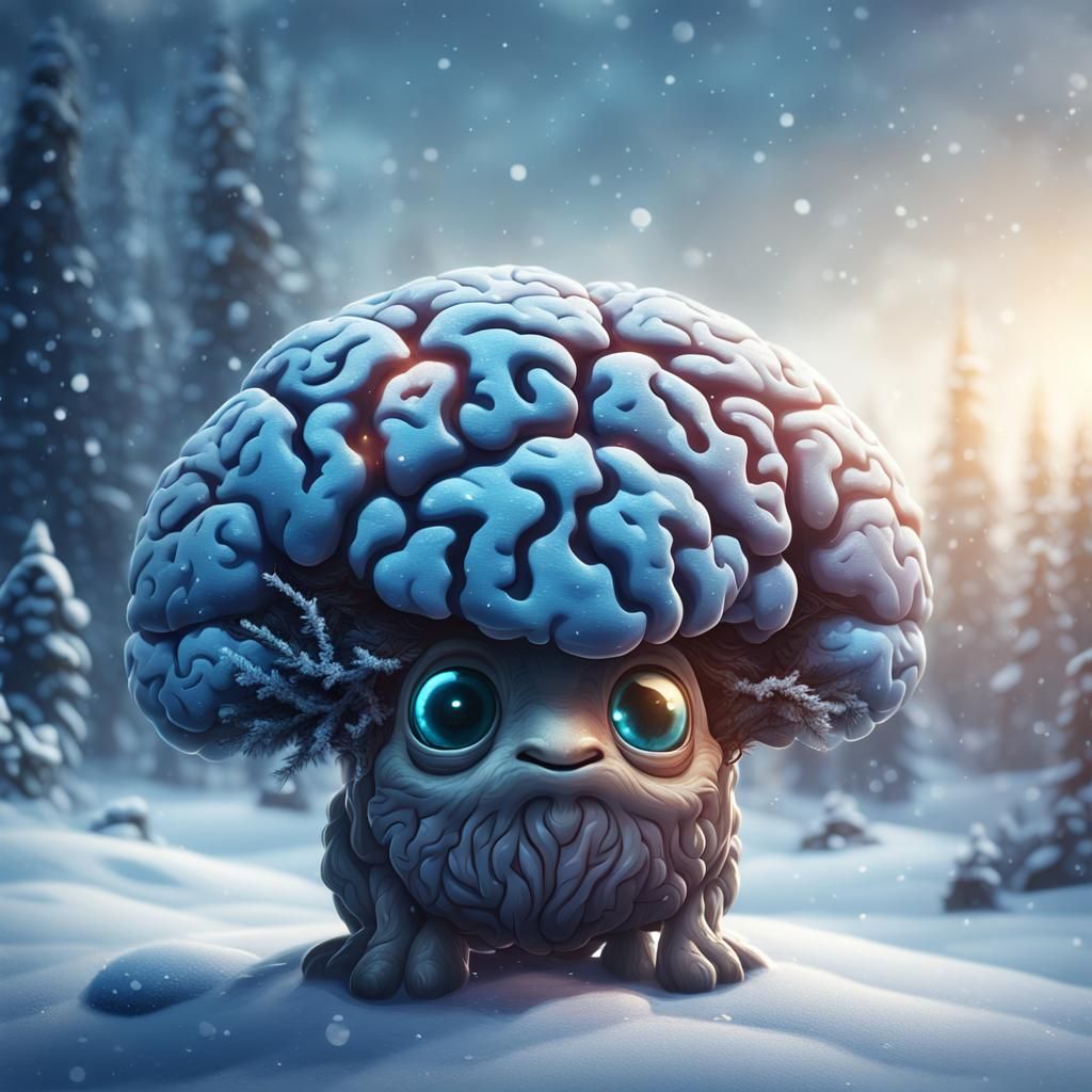 Cute Brain Freezing in Winter: Fantasy Concept Art