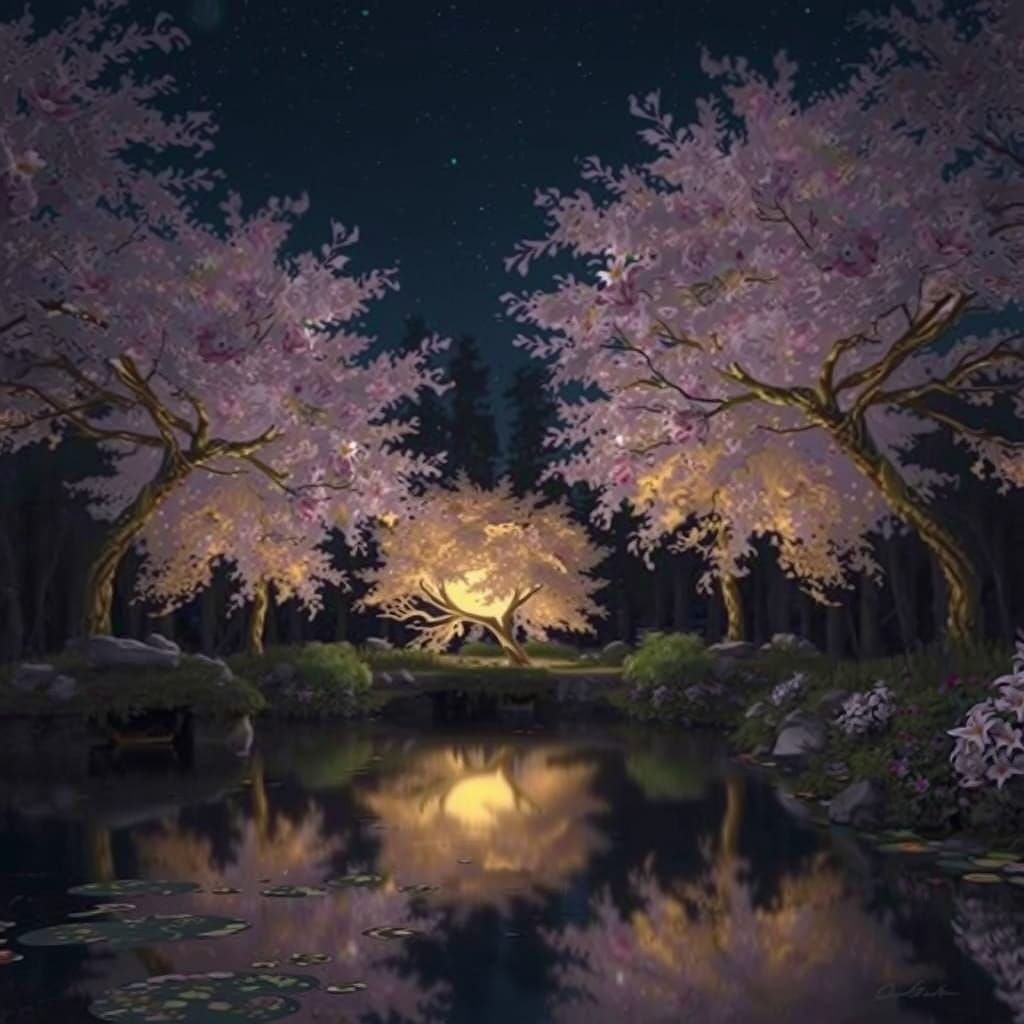 Shining blossom trees