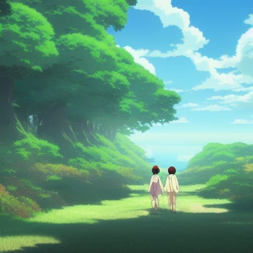 Hope and Fire: Anime Key Visual in Ghibli Style