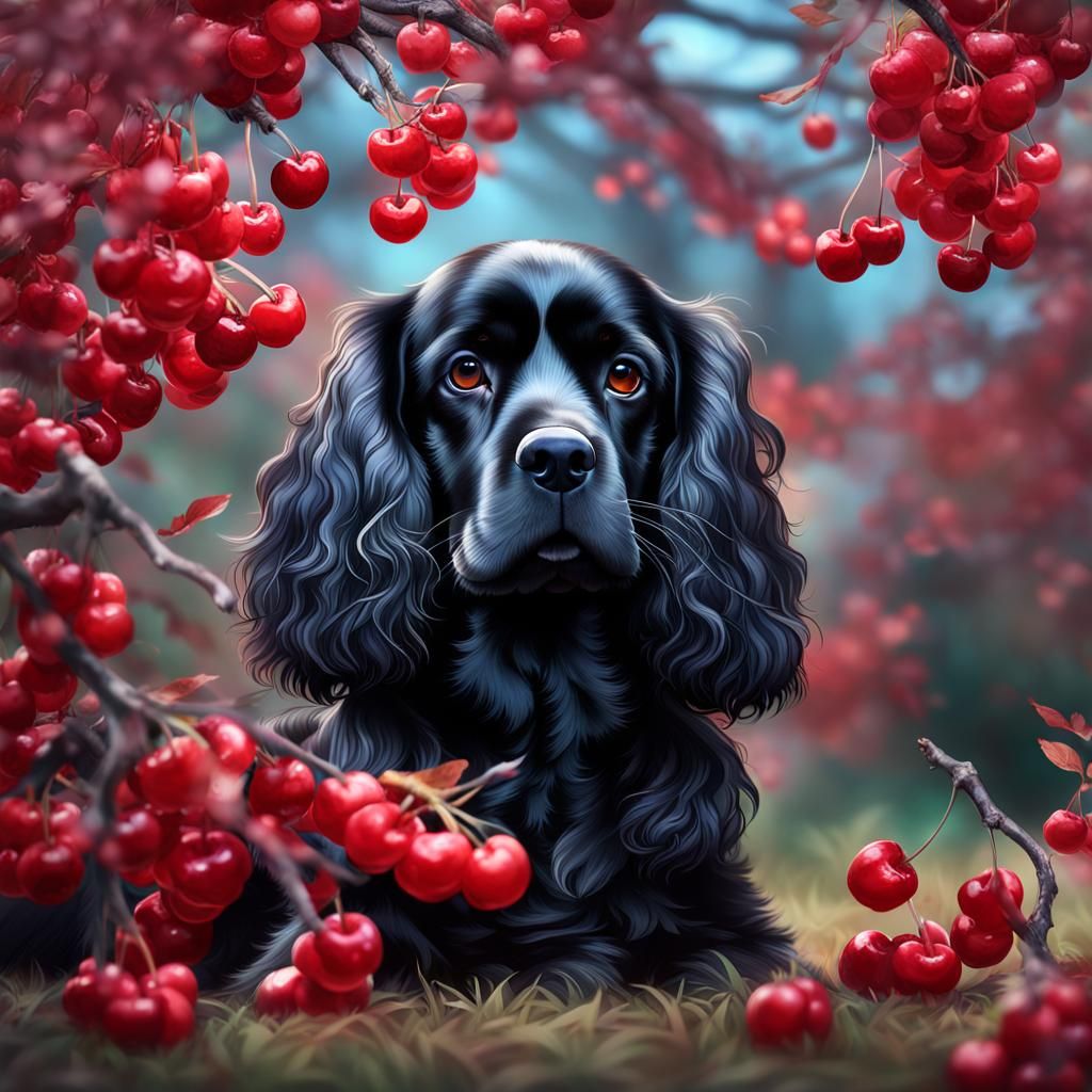 Translucent Cocker Spaniel with Butterfly: Macrophotography