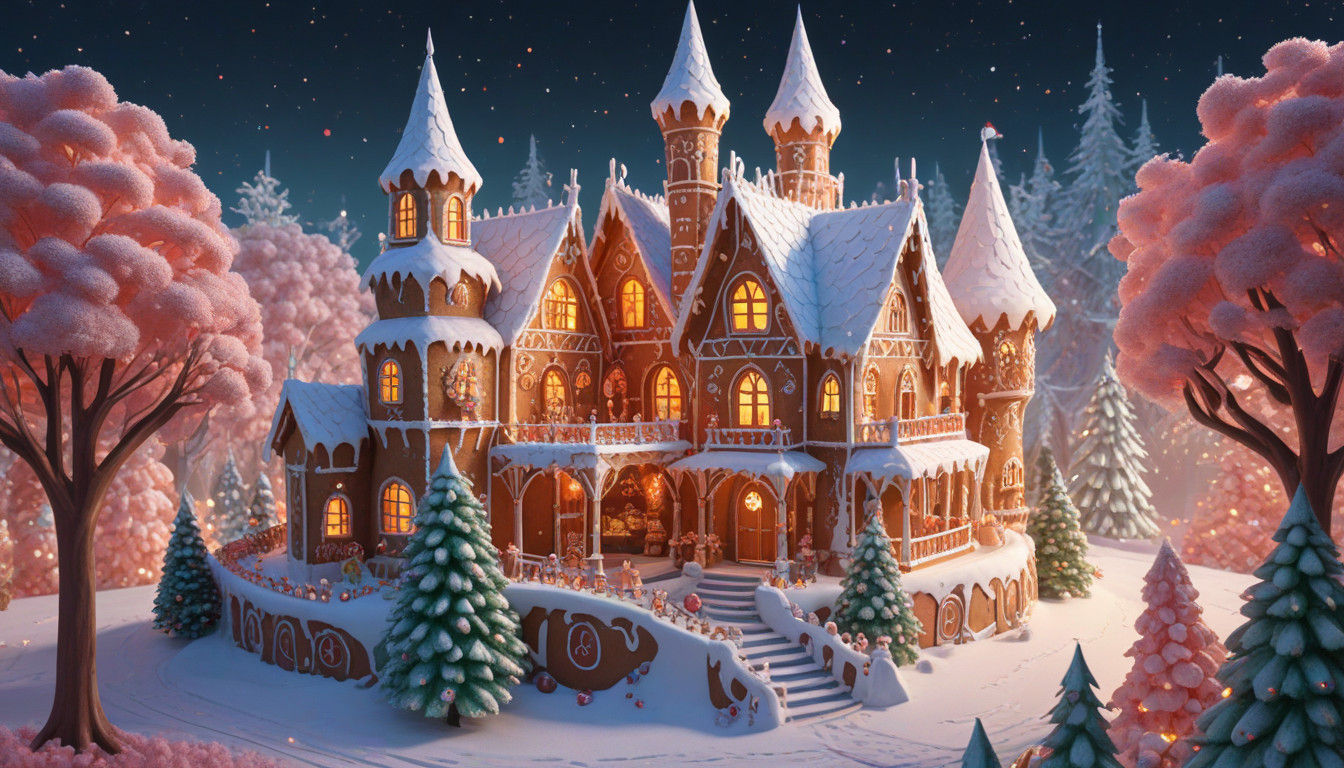 Whimsical Gingerbread Castle in Vibrant Colors