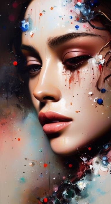 Kelly Brook Crying Portrait in Dark Fantasy Style