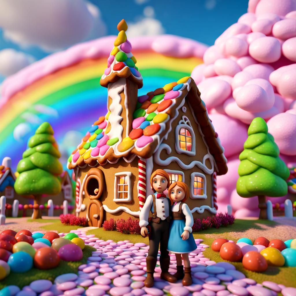 Hansel and Gretel in a Candy Land Fairytale