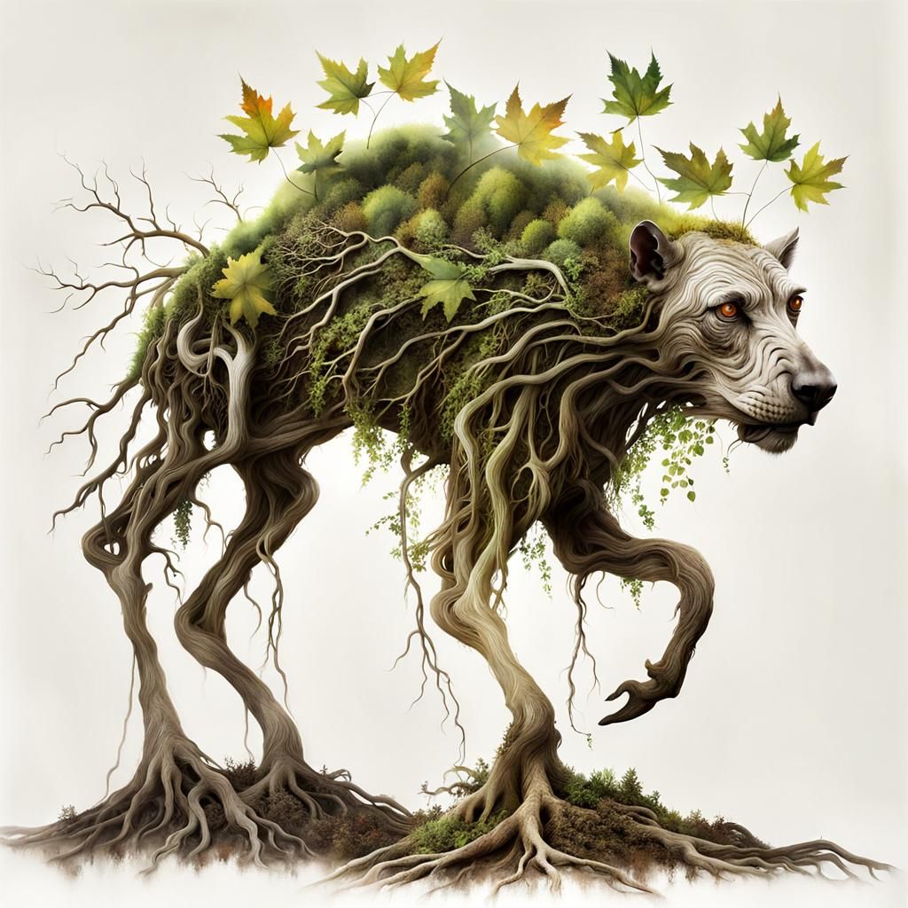 Root Creature in London: Double Exposure Surrealism