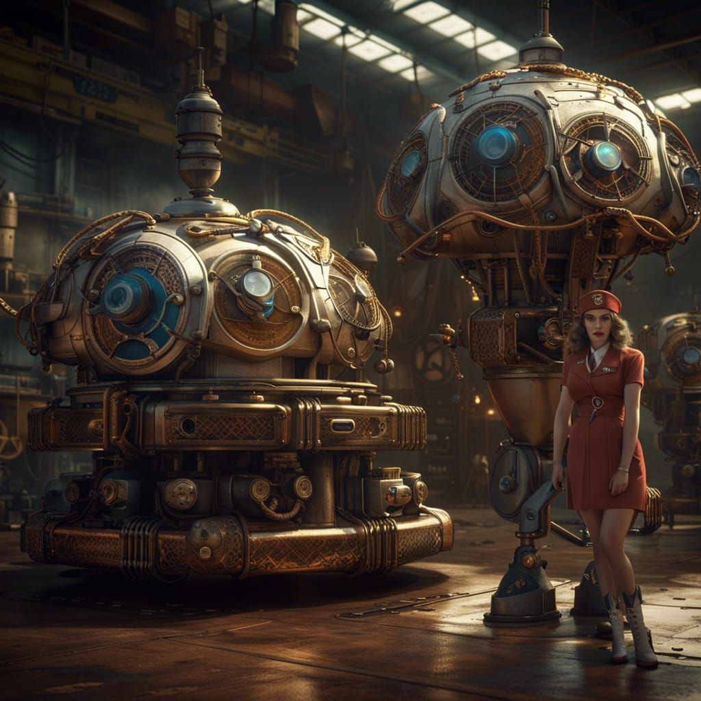 Robots Supervised by Goddesses in WWII Uniforms