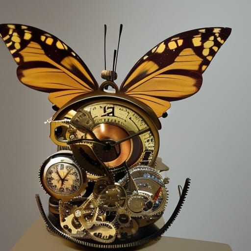 Steampunk Butterfly Metamorphosis Through Time