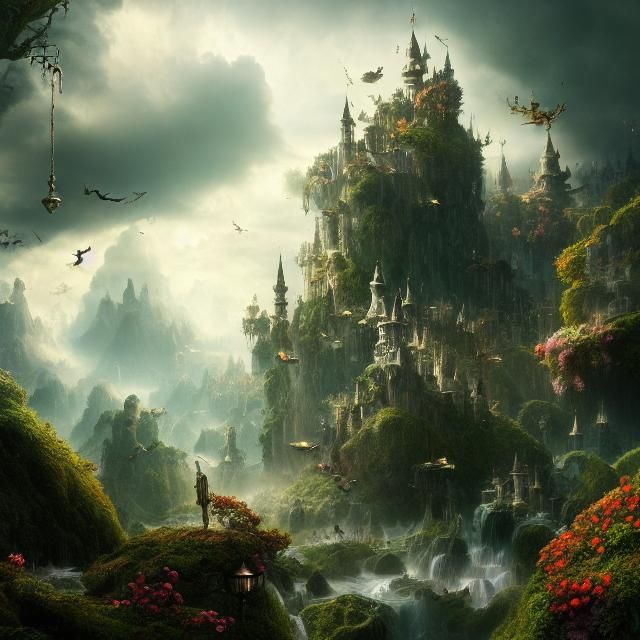 Epic Wonderland: A Detailed Maximalist Digital Painting