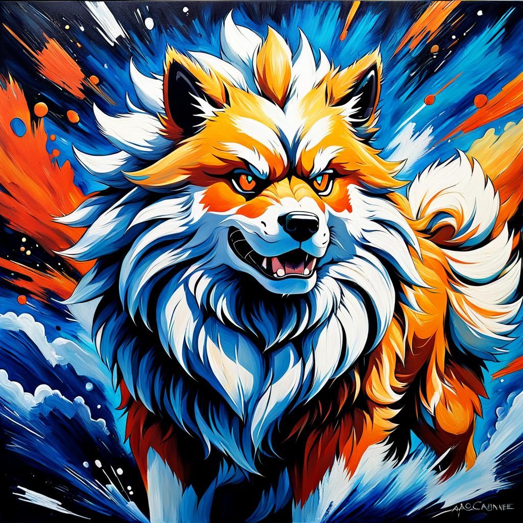 Abstract Arcanine Painting with Complementary Colors