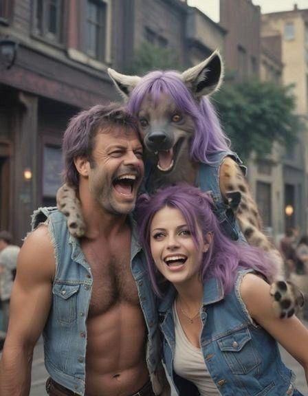 Furry Art of Man Carrying Hyena Woman