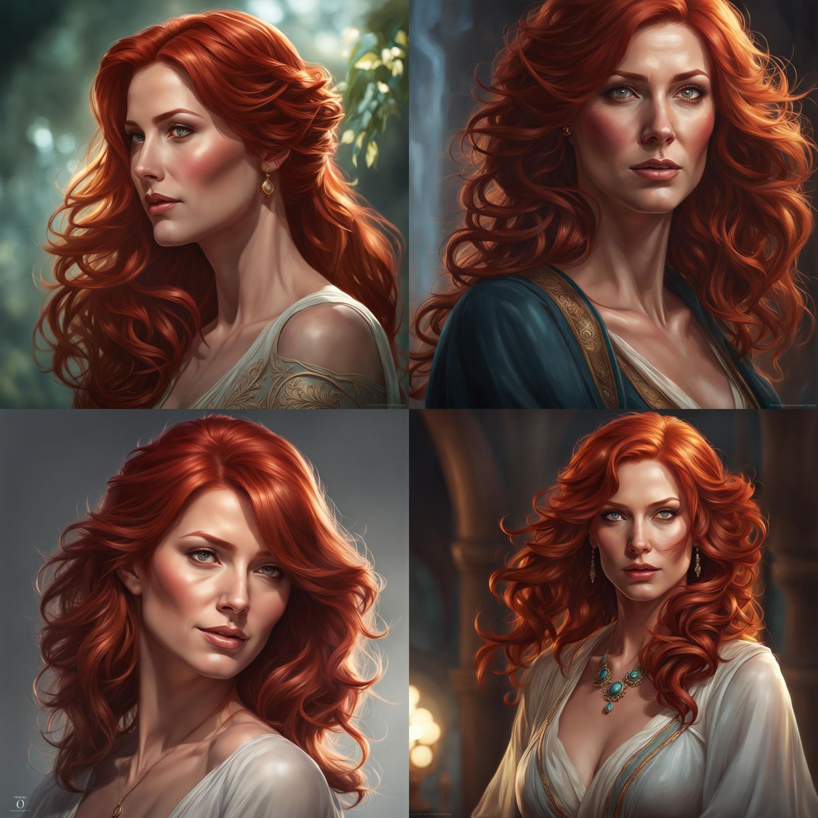 Beautiful Redhead Portrait in Hyperdetailed Style