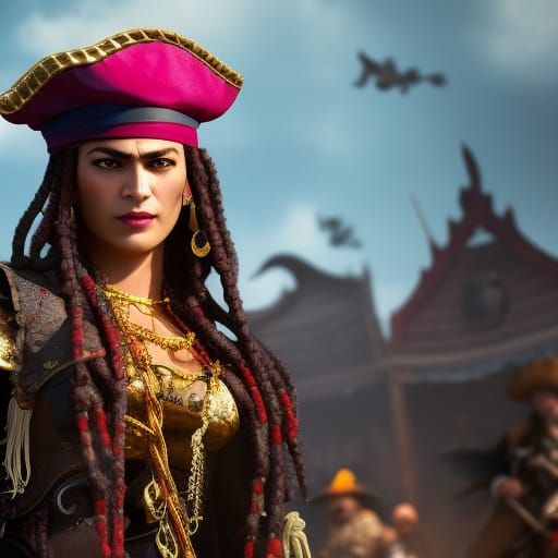 Frida Kahlo Style Portrait of a Pirate