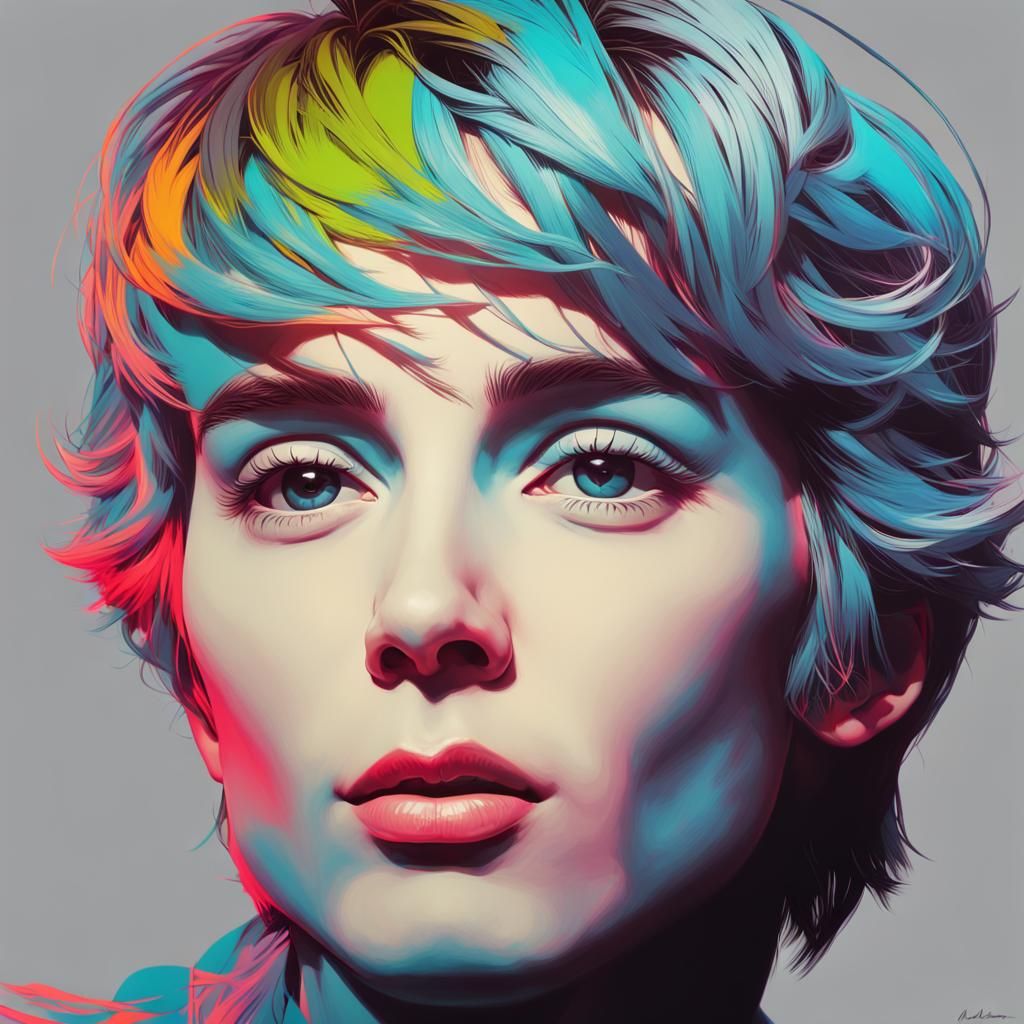 Pop Art Portrait in Selective Color, 8K Resolution