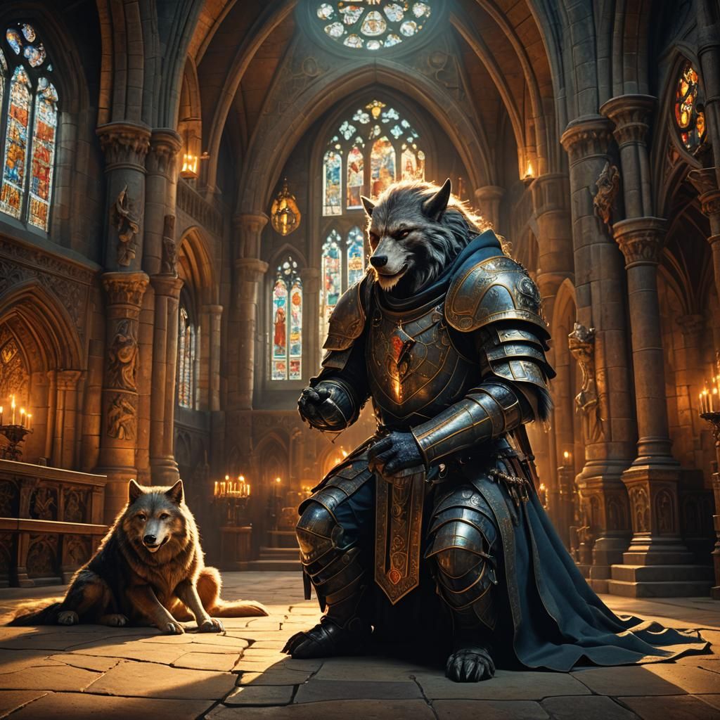 Armored Lycanthrope's Confession in Grand Cathedral